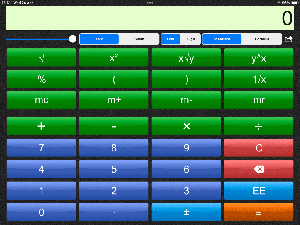 Screenshot of Talking Calculator iPad app