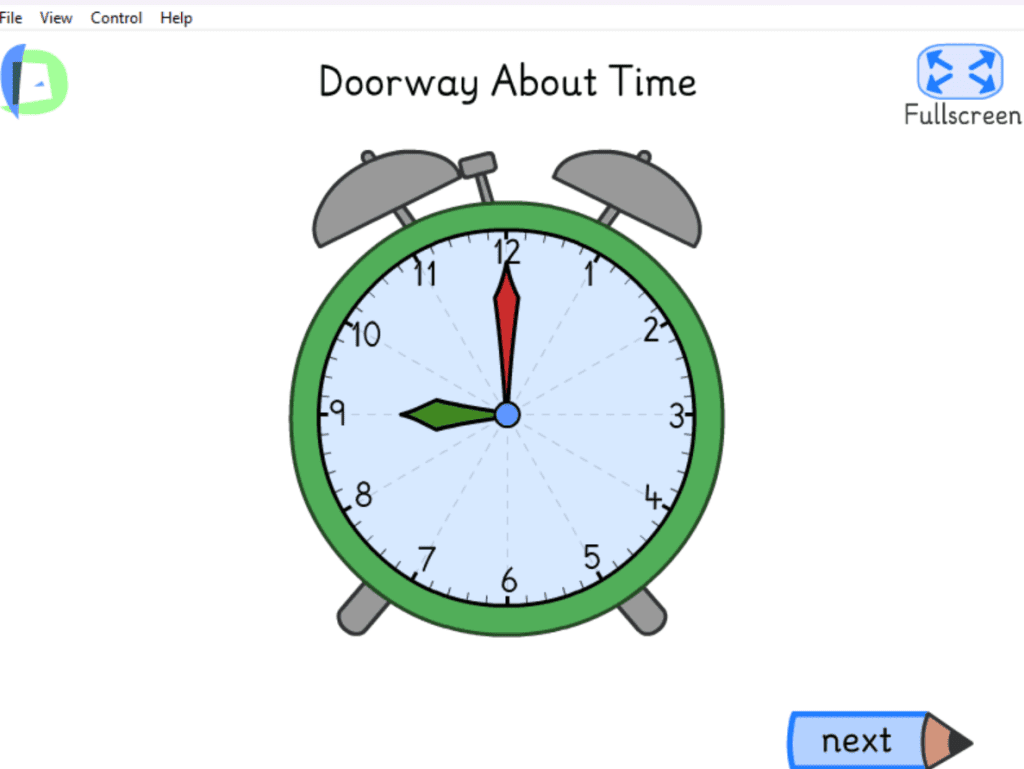 Screenshot of Doorway Online About Time activity