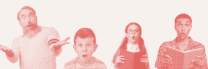 Surprised-looking people.